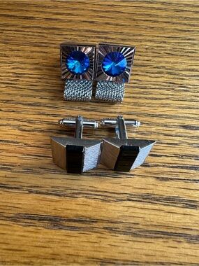 Vintage Men’s Cufflinks Set of Two Silver Tone
